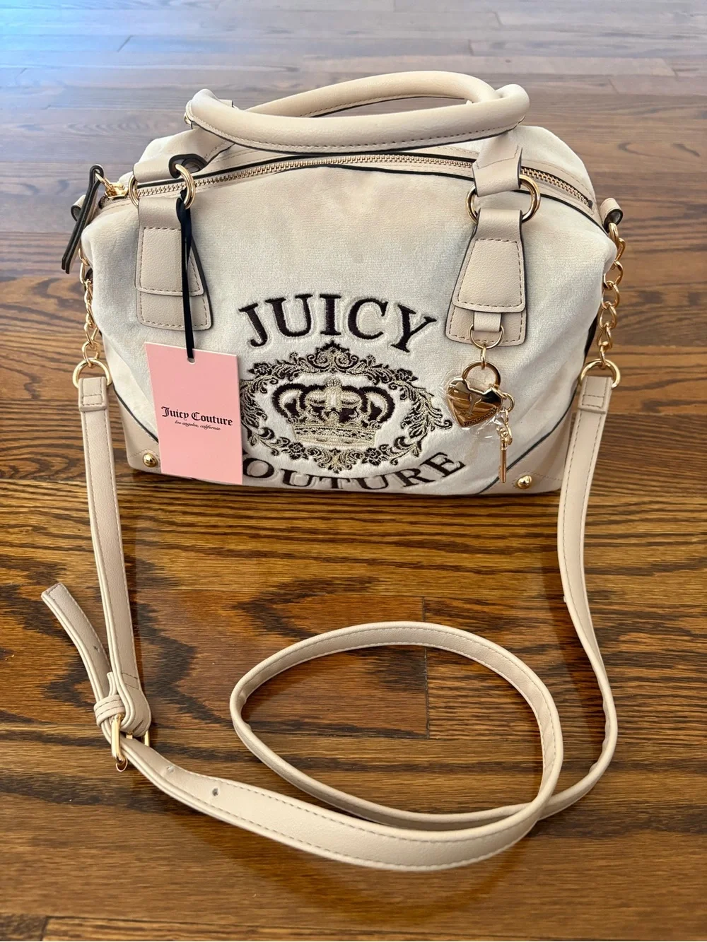 Juicy Couture Cream Logo Satchel Bag